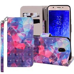 Colored Diamond 3D Painted Leather Phone Wallet Case Cover for Samsung Galaxy J7 (2018)