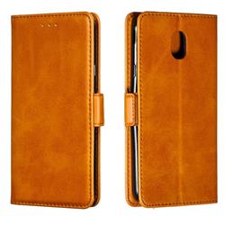 Retro Classic Calf Pattern Leather Wallet Phone Case for Samsung Galaxy J7 (2018) - Yellow