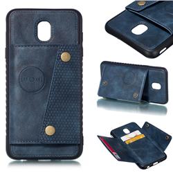 Retro Multifunction Card Slots Stand Leather Coated Phone Back Cover for Samsung Galaxy J7 (2018) - Blue