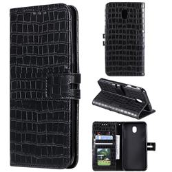 Luxury Crocodile Magnetic Leather Wallet Phone Case for Samsung Galaxy J7 (2018) - Black