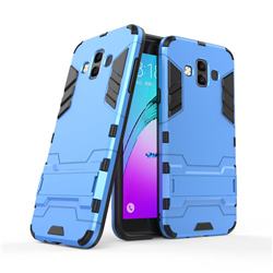Armor Premium Tactical Grip Kickstand Shockproof Dual Layer Rugged Hard Cover for Samsung Galaxy J7 Duo - Light Blue