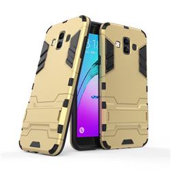 Armor Premium Tactical Grip Kickstand Shockproof Dual Layer Rugged Hard Cover for Samsung Galaxy J7 Duo - Golden