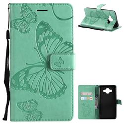 Embossing 3D Butterfly Leather Wallet Case for Samsung Galaxy J7 Duo - Green
