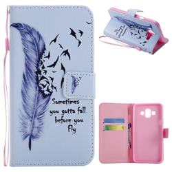 Feather Birds PU Leather Wallet Case for Samsung Galaxy J7 Duo