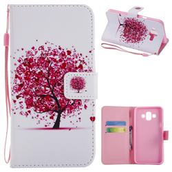 Colored Red Tree PU Leather Wallet Case for Samsung Galaxy J7 Duo