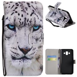 White Leopard PU Leather Wallet Case for Samsung Galaxy J7 Duo