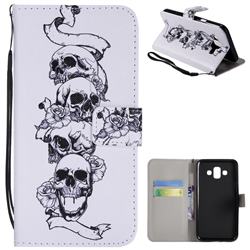 Skull Head PU Leather Wallet Case for Samsung Galaxy J7 Duo
