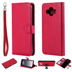 Retro Greek Detachable Magnetic PU Leather Wallet Phone Case for Samsung Galaxy J7 Duo - Red
