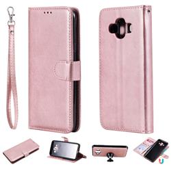 Retro Greek Detachable Magnetic PU Leather Wallet Phone Case for Samsung Galaxy J7 Duo - Rose Gold