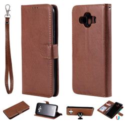 Retro Greek Detachable Magnetic PU Leather Wallet Phone Case for Samsung Galaxy J7 Duo - Brown