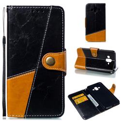 Retro Magnetic Stitching Wallet Flip Cover for Samsung Galaxy J7 Duo - Black