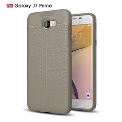 Luxury Auto Focus Litchi Texture Silicone TPU Back Cover for Samsung Galaxy J7 Prime G610 - Gray