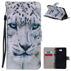 White Leopard PU Leather Wallet Case for Samsung Galaxy J7 Prime G610