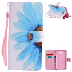 Blue Sunflower PU Leather Wallet Case for Samsung Galaxy J7 Prime G610