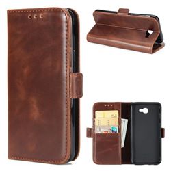 Luxury Crazy Horse PU Leather Wallet Case for Samsung Galaxy J7 Prime G610 - Coffee