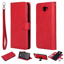 Retro Greek Detachable Magnetic PU Leather Wallet Phone Case for Samsung Galaxy J7 Prime G610 - Red