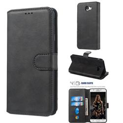 Retro Calf Matte Leather Wallet Phone Case for Samsung Galaxy J7 Prime G610 - Black