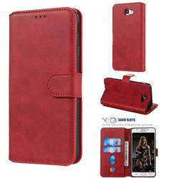Retro Calf Matte Leather Wallet Phone Case for Samsung Galaxy J7 Prime G610 - Red