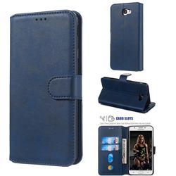 Retro Calf Matte Leather Wallet Phone Case for Samsung Galaxy J7 Prime G610 - Blue