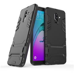 Armor Premium Tactical Grip Kickstand Shockproof Dual Layer Rugged Hard Cover for Samsung Galaxy J8 - Black