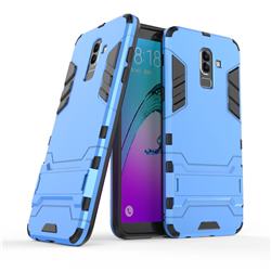 Armor Premium Tactical Grip Kickstand Shockproof Dual Layer Rugged Hard Cover for Samsung Galaxy J8 - Light Blue