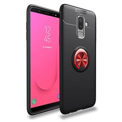 Auto Focus Invisible Ring Holder Soft Phone Case for Samsung Galaxy J8 - Black Red