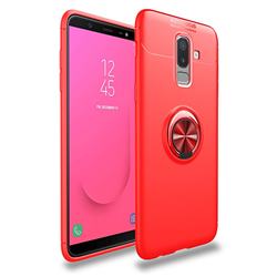 Auto Focus Invisible Ring Holder Soft Phone Case for Samsung Galaxy J8 - Red