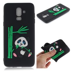 Panda Eating Bamboo Soft 3D Silicone Case for Samsung Galaxy J8 - Black