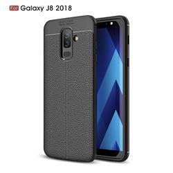 Luxury Auto Focus Litchi Texture Silicone TPU Back Cover for Samsung Galaxy J8 - Black