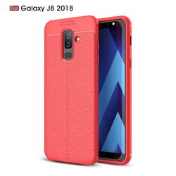 Luxury Auto Focus Litchi Texture Silicone TPU Back Cover for Samsung Galaxy J8 - Red