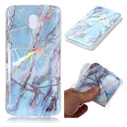 Light Blue Marble Pattern Bright Color Laser Soft TPU Case for Samsung Galaxy J8