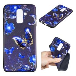 Phnom Penh Butterfly 3D Embossed Relief Black TPU Cell Phone Back Cover for Samsung Galaxy J8