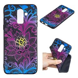Colorful Lace 3D Embossed Relief Black TPU Cell Phone Back Cover for Samsung Galaxy J8