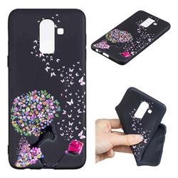 Corolla Girl 3D Embossed Relief Black TPU Cell Phone Back Cover for Samsung Galaxy J8