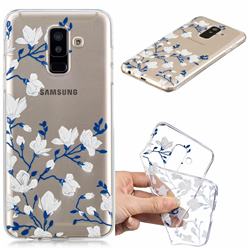 Magnolia Flower Clear Varnish Soft Phone Back Cover for Samsung Galaxy J8