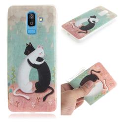 Black and White Cat IMD Soft TPU Cell Phone Back Cover for Samsung Galaxy J8