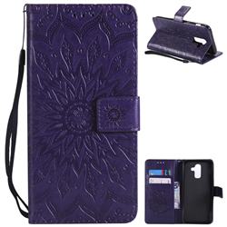 Embossing Sunflower Leather Wallet Case for Samsung Galaxy J8 - Purple