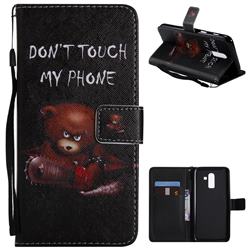 Angry Bear PU Leather Wallet Case for Samsung Galaxy J8