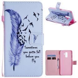 Feather Birds PU Leather Wallet Case for Samsung Galaxy J8
