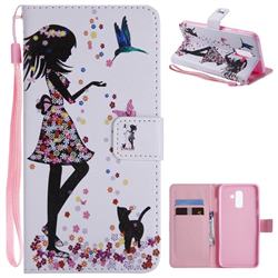 Petals and Cats PU Leather Wallet Case for Samsung Galaxy J8