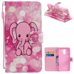 Pink Elephant PU Leather Wallet Case for Samsung Galaxy J8