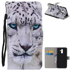 White Leopard PU Leather Wallet Case for Samsung Galaxy J8
