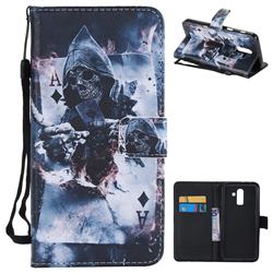 Skull Magician PU Leather Wallet Case for Samsung Galaxy J8