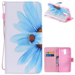 Blue Sunflower PU Leather Wallet Case for Samsung Galaxy J8
