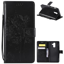 Embossing Butterfly Tree Leather Wallet Case for Samsung Galaxy J8 - Black