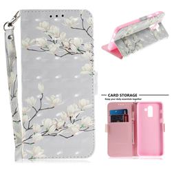 Magnolia Flower 3D Painted Leather Wallet Phone Case for Samsung Galaxy J8