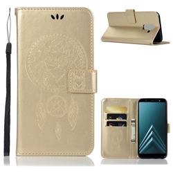 Intricate Embossing Owl Campanula Leather Wallet Case for Samsung Galaxy J8 - Champagne