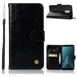 Luxury Retro Leather Wallet Case for Samsung Galaxy J8 - Black