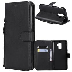 Retro Greek Classic Smooth PU Leather Wallet Phone Case for Samsung Galaxy J8 - Black