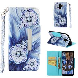 Button Flower Big Metal Buckle PU Leather Wallet Phone Case for Samsung Galaxy J8